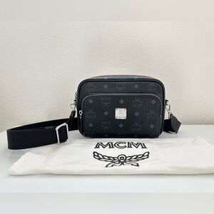 MCM Klassik Visetos Crossbody Bag in Black with Dust Bag